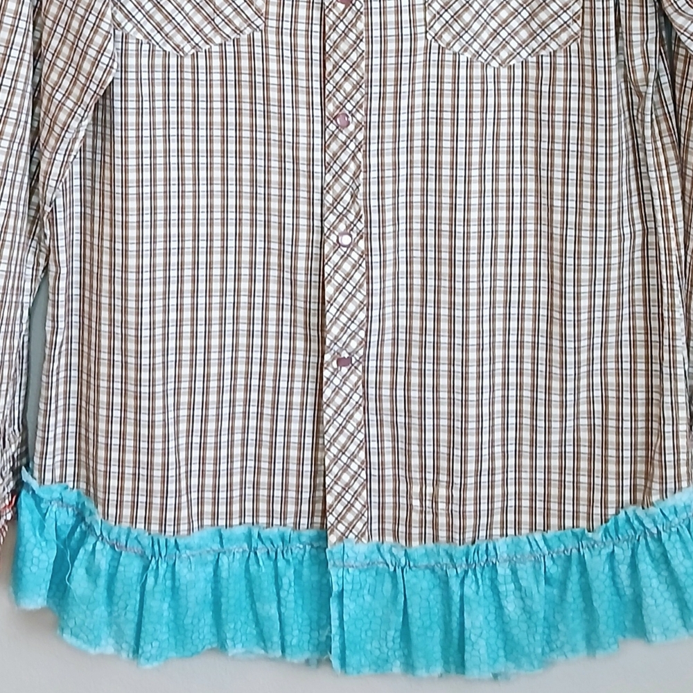 Upcycled Western Shirt Beautiful Native American Girl - Picture 4 of 11
